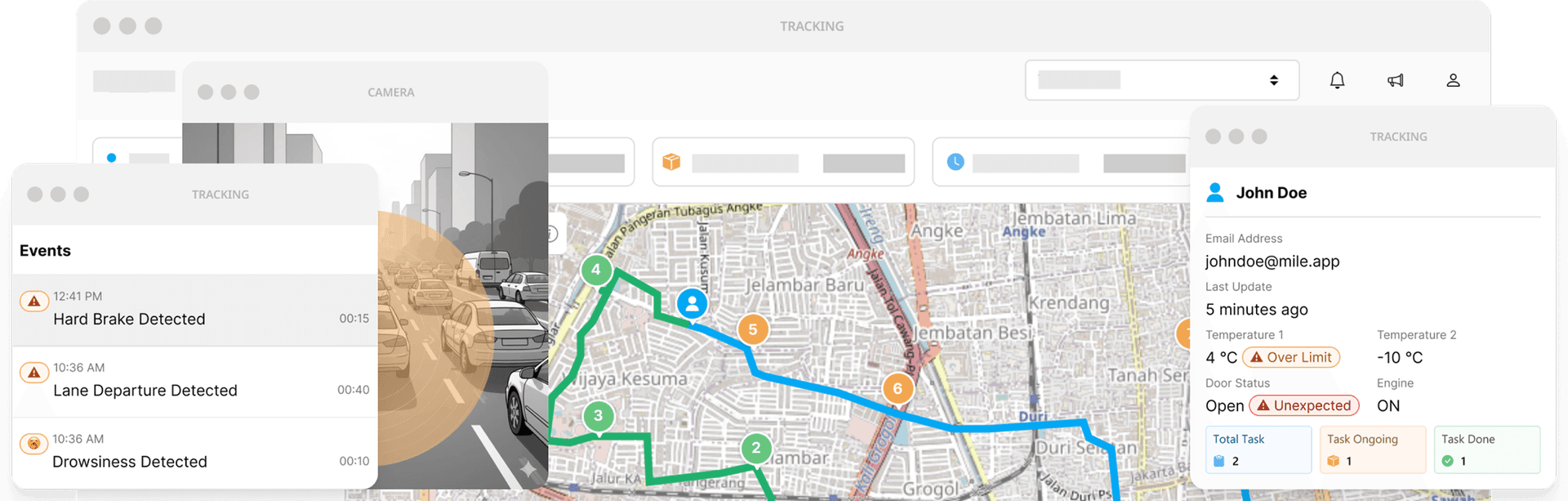 Dashboard Integrasi IOT menampilkan pemantauan armada real-time