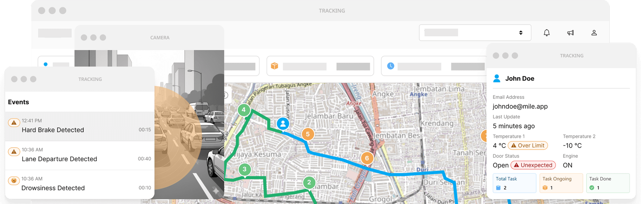 IOT Integration dashboard showing real-time fleet monitoring