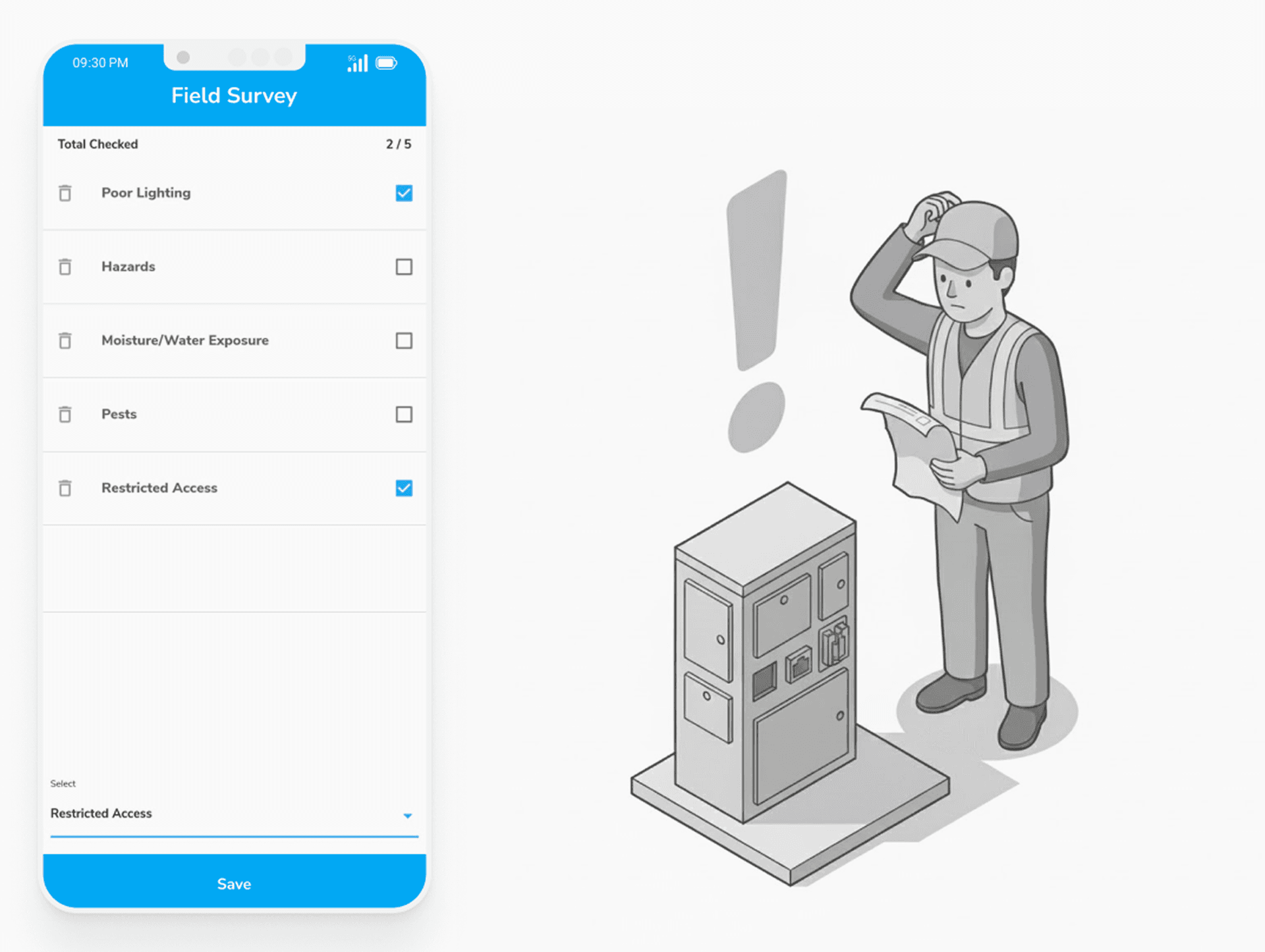 Guided survey checklists