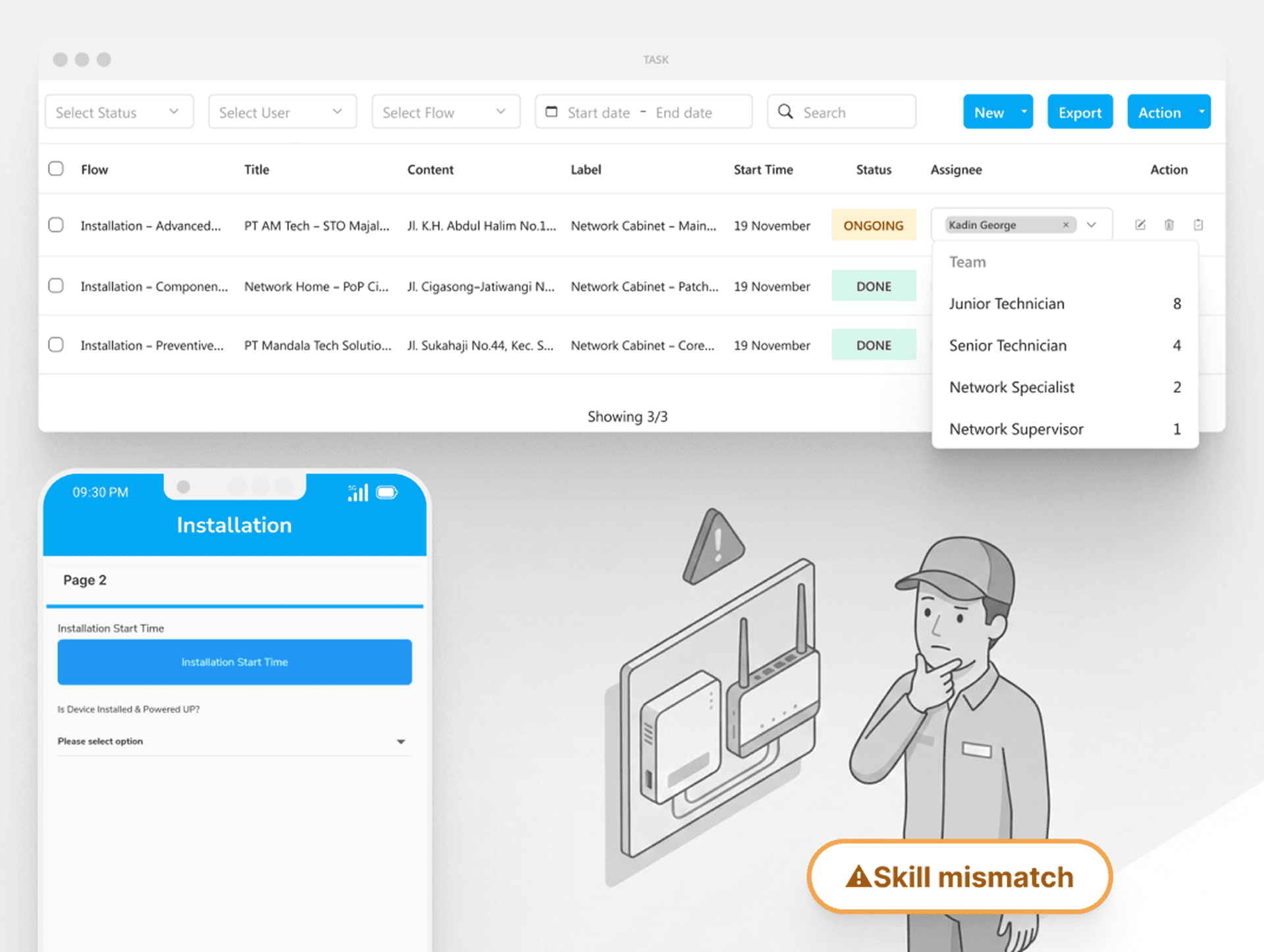 Skill-based technician assignment