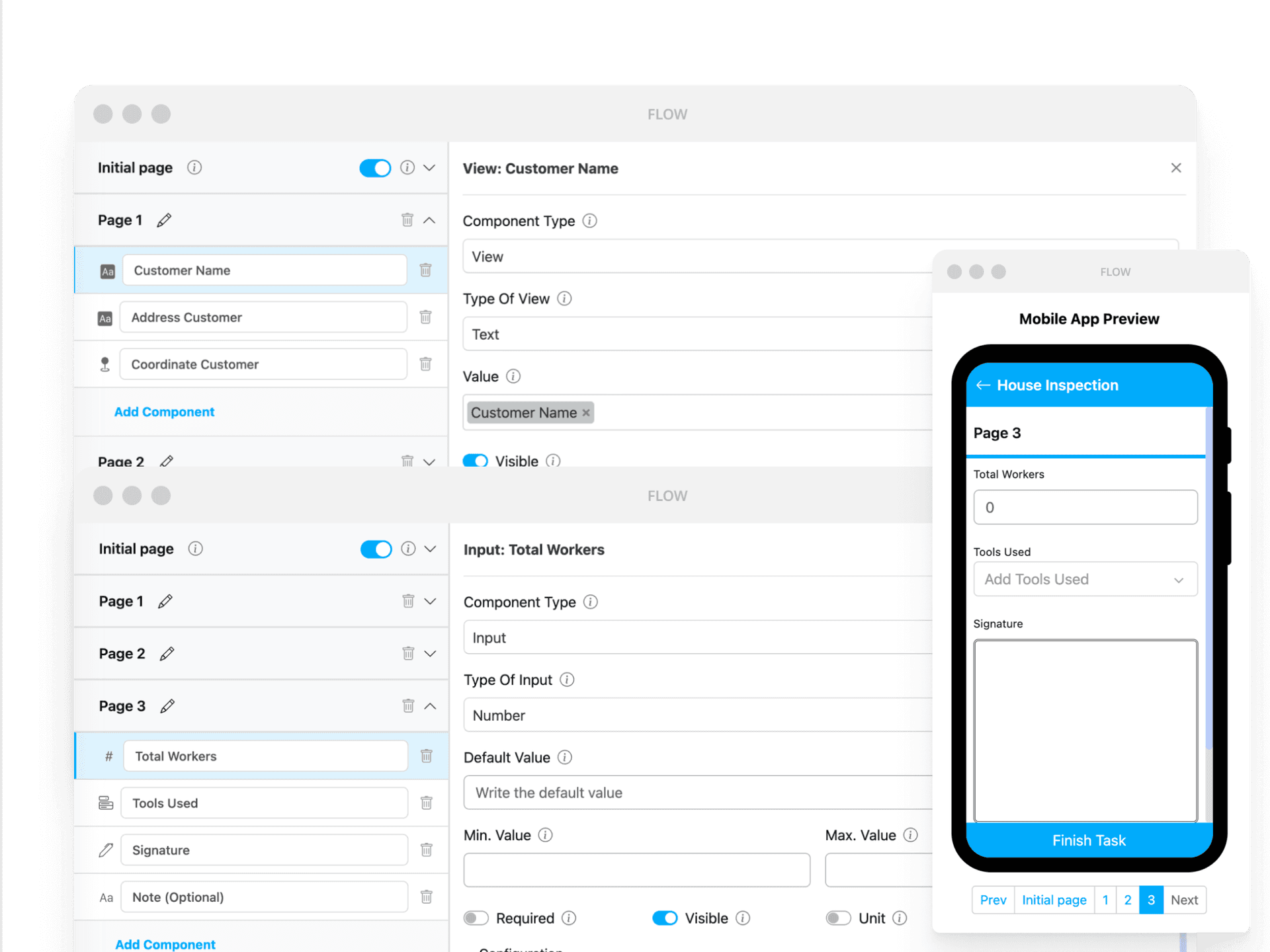 Aplikasi mobile teknisi dengan detail pekerjaan dan checklist